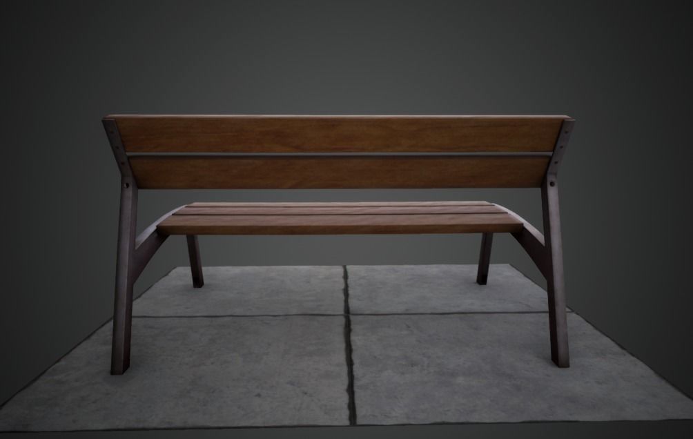 3D modern low poly PBR bench Low-poly 3D model_6