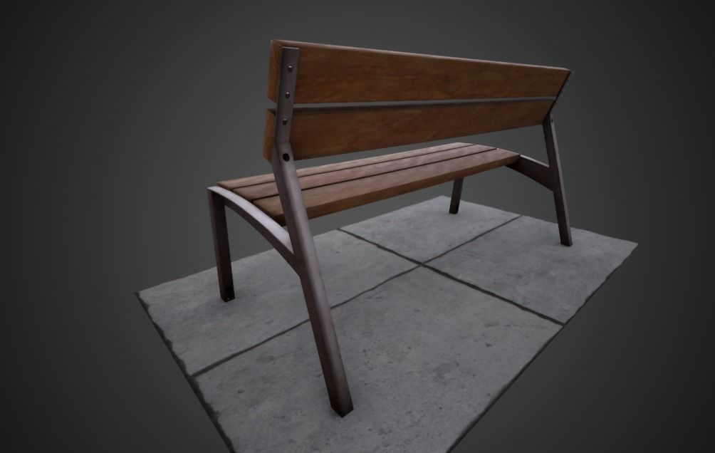 3D modern low poly PBR bench Low-poly 3D model_4