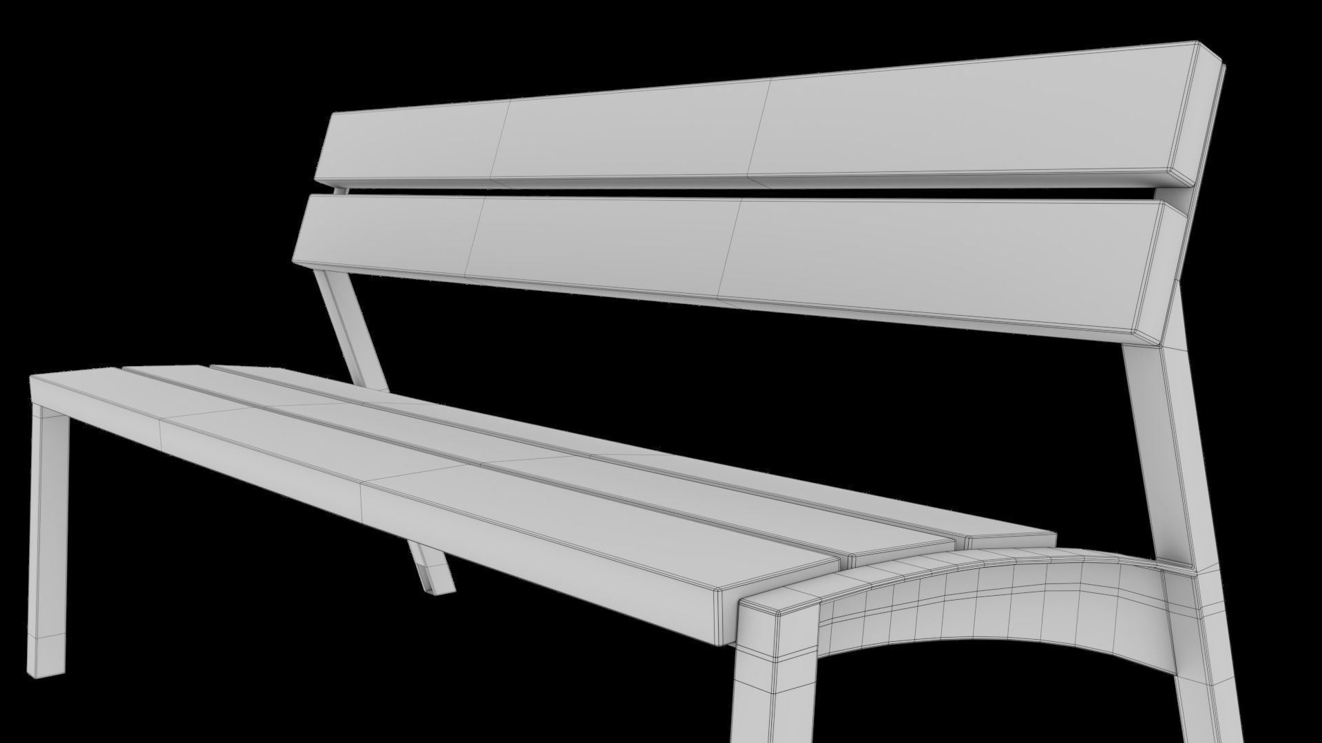 3D modern low poly PBR bench Low-poly 3D model_9