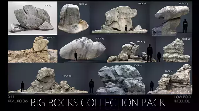 Big Rocks Collection Pack Low-poly 3D model