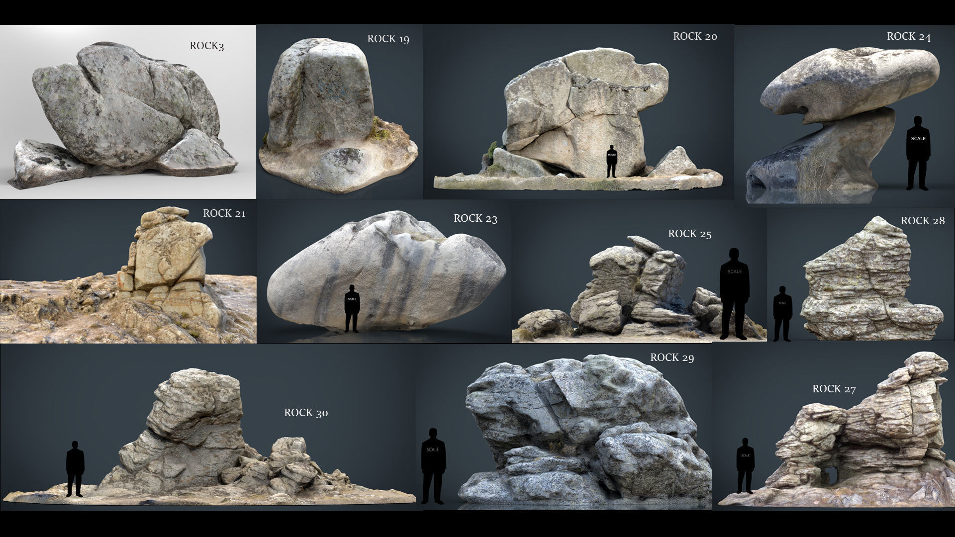 Big Rocks Collection Pack Low-poly 3D model_57