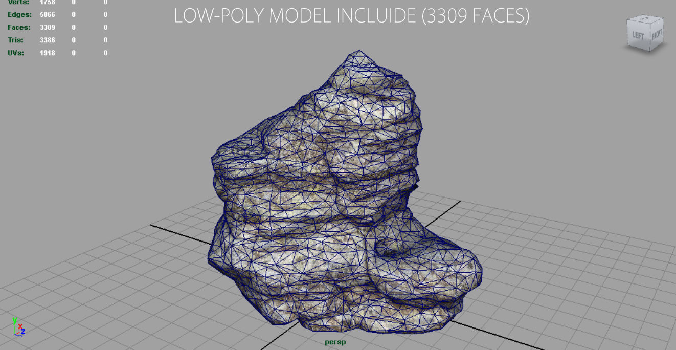 Big Rocks Collection Pack Low-poly 3D model_19