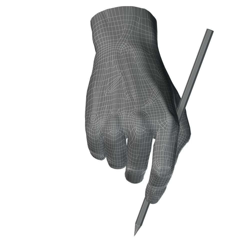 Hand holding pencil 3D model_11