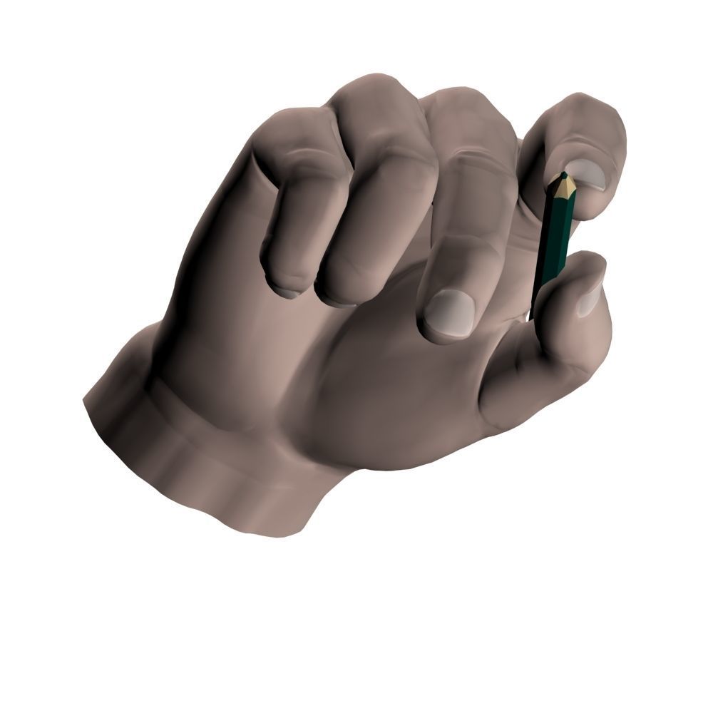 Hand holding pencil 3D model_7