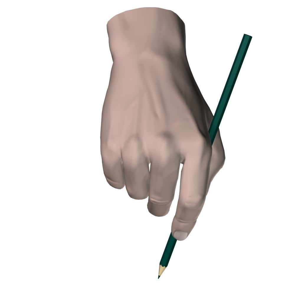 Hand holding pencil 3D model_4