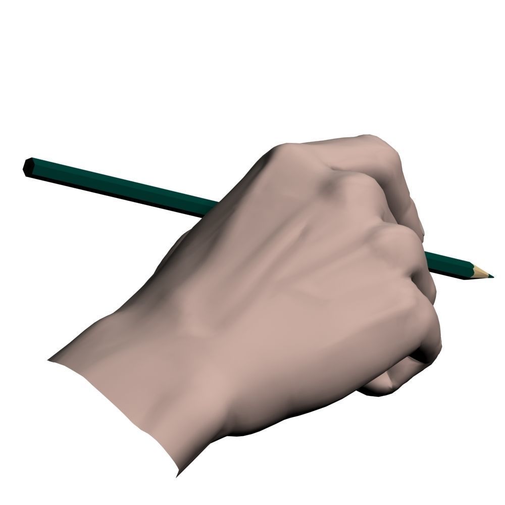 Hand holding pencil 3D model_3