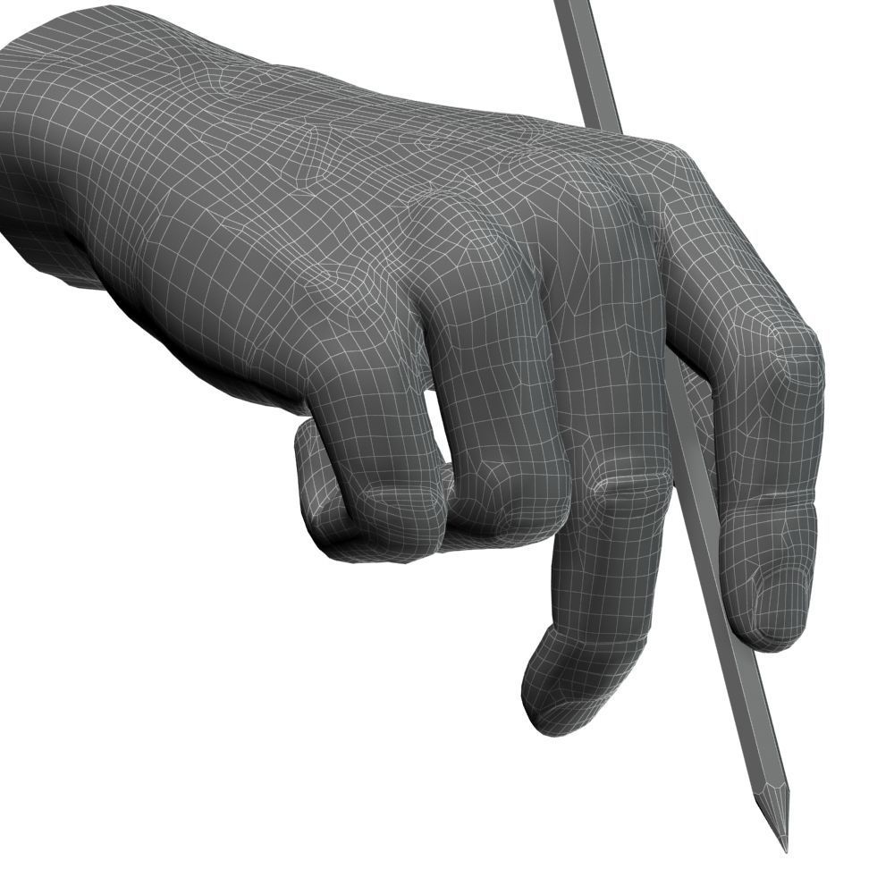 Hand holding pencil 3D model_12