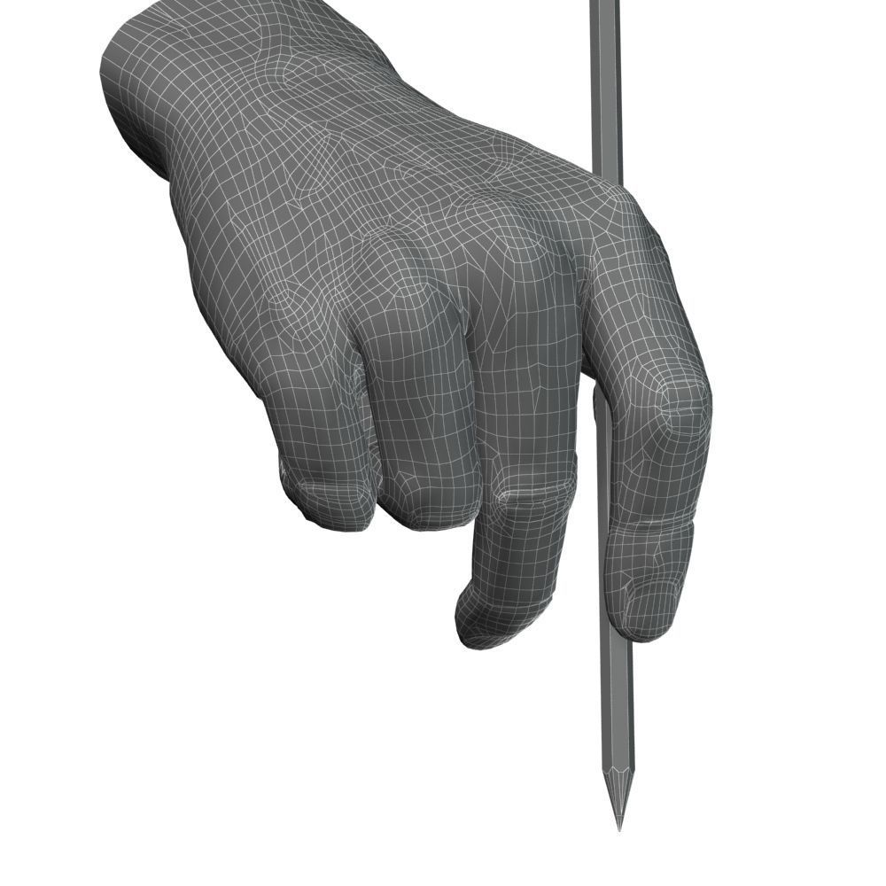 Hand holding pencil 3D model_14