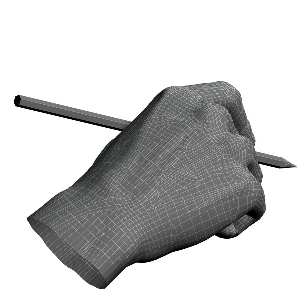 Hand holding pencil 3D model_13