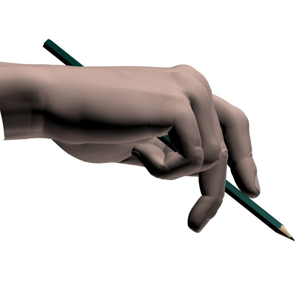 Hand holding pencil 3D model_9