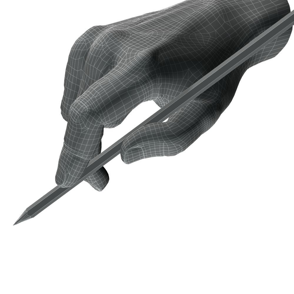 Hand holding pencil 3D model_15