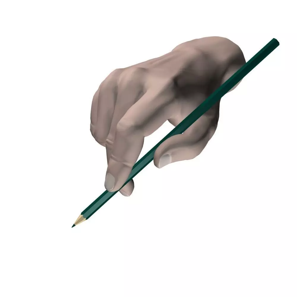 Hand holding pencil 3D model_0