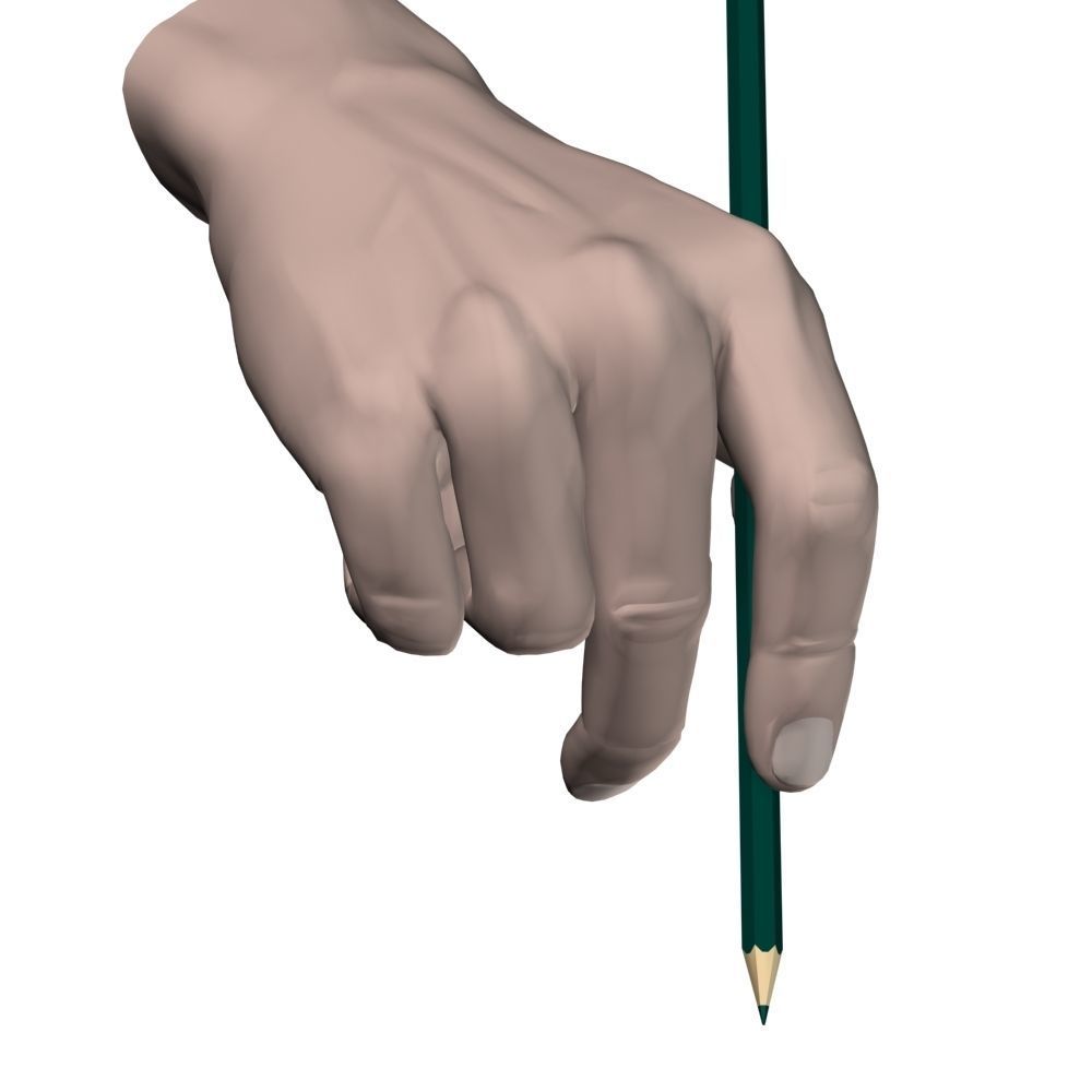 Hand holding pencil 3D model_1