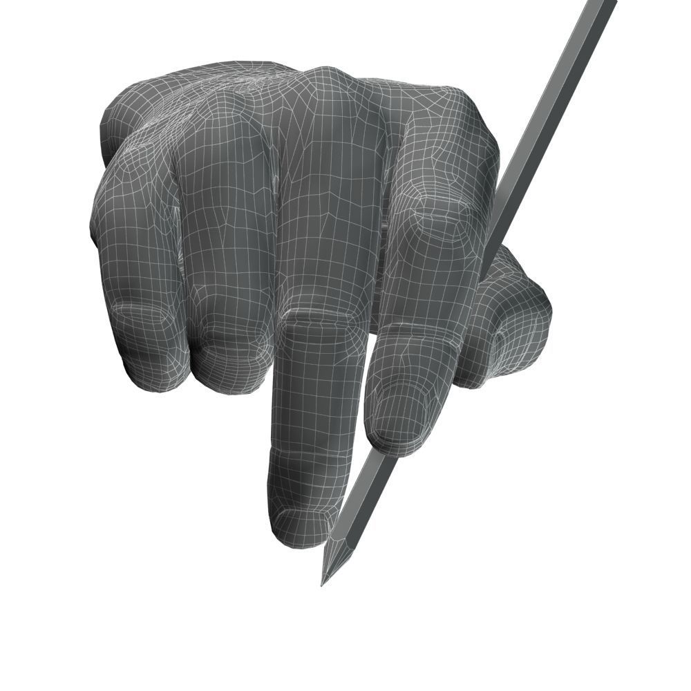 Hand holding pencil 3D model_16