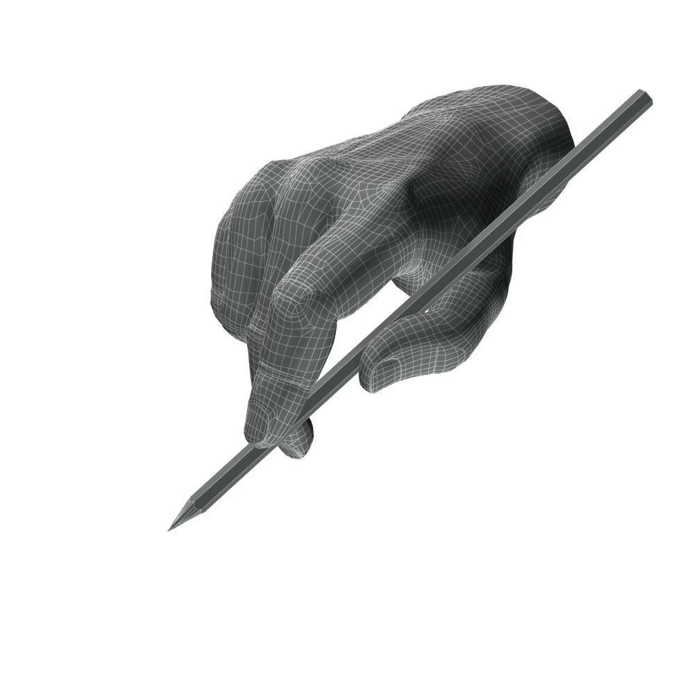 Hand holding pencil 3D model_10