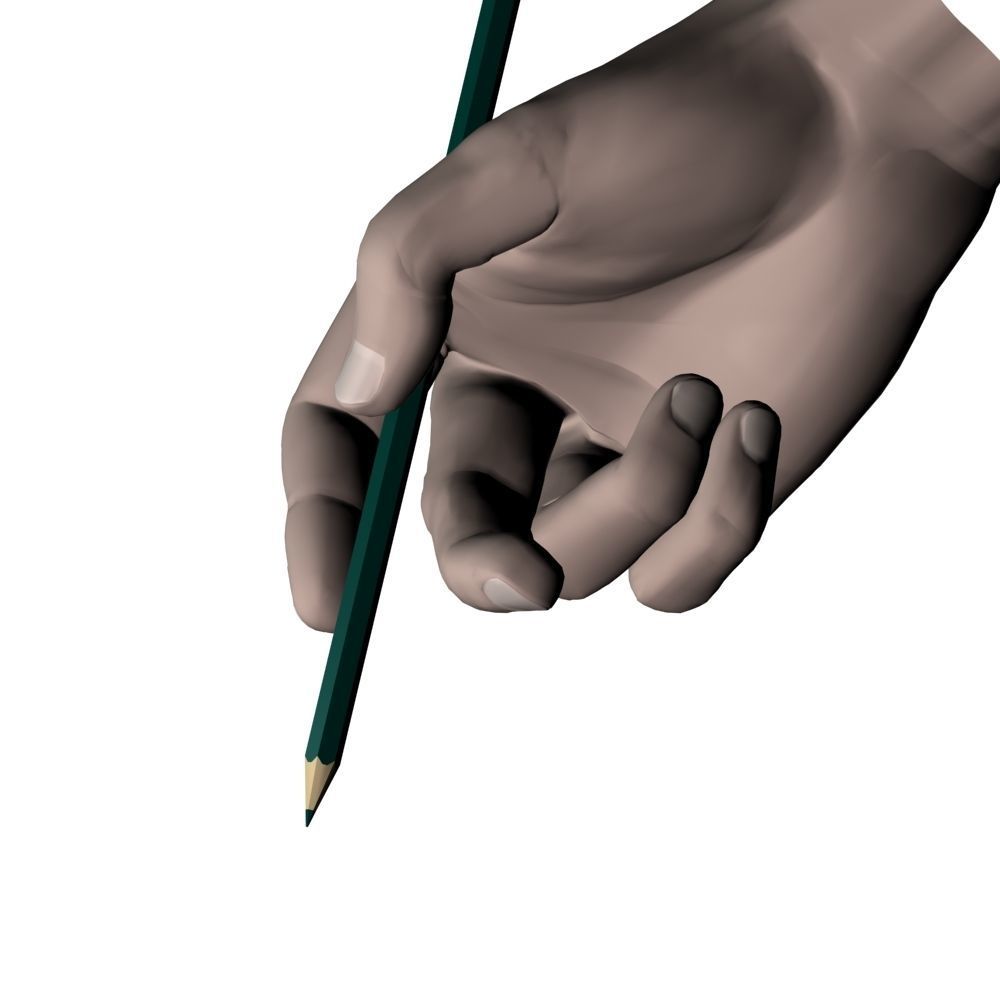 Hand holding pencil 3D model_6