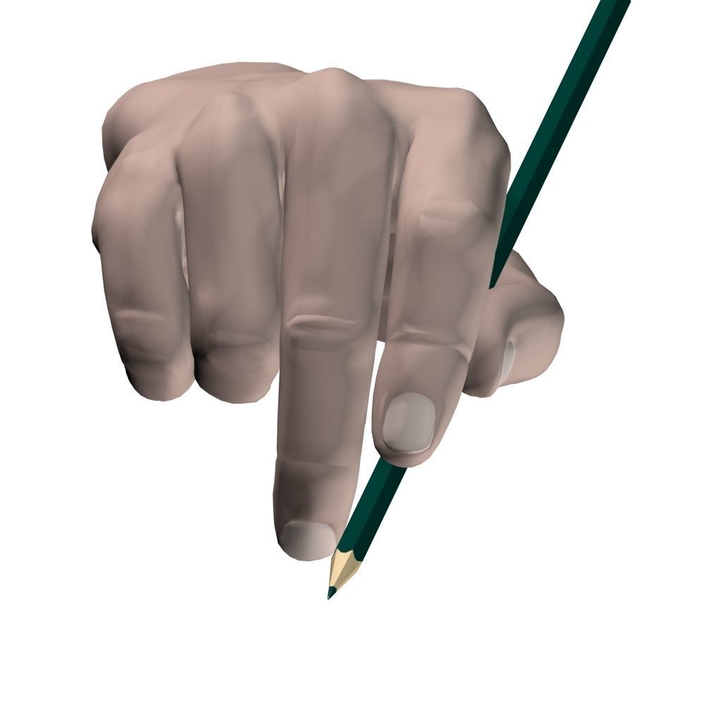 Hand holding pencil 3D model_8