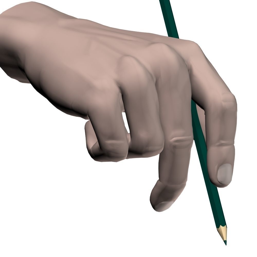 Hand holding pencil 3D model_2