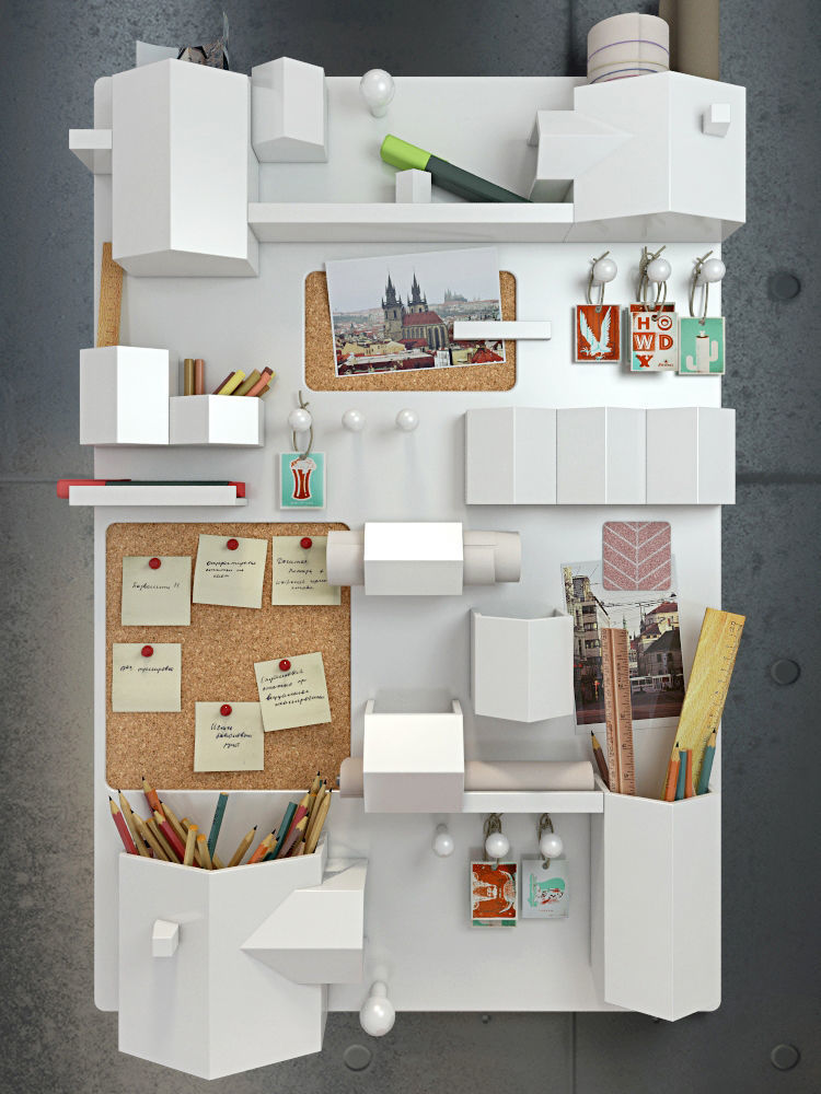 Decorative set of the office supplies 3D model_1