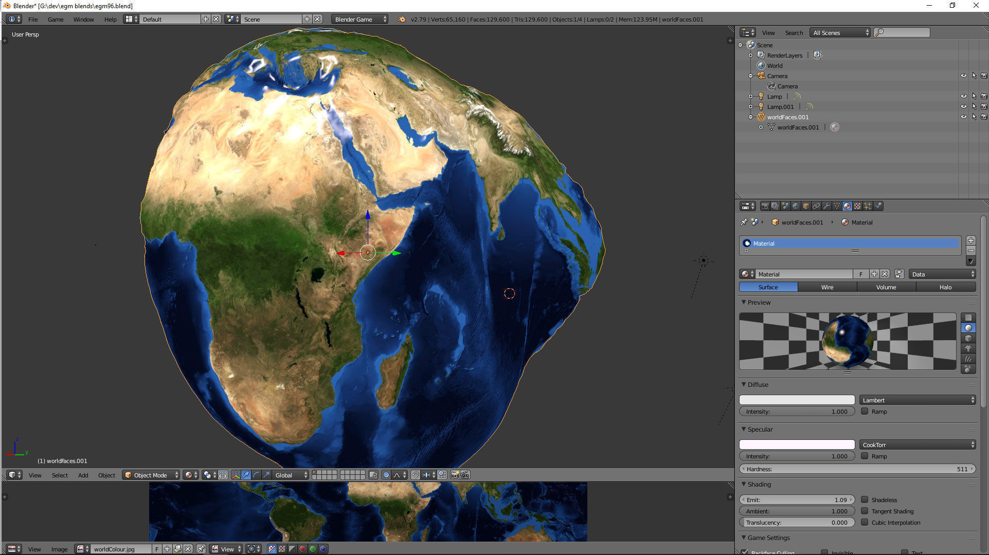 EGM 96 with Blue Marble Texture Low-poly 3D model_5