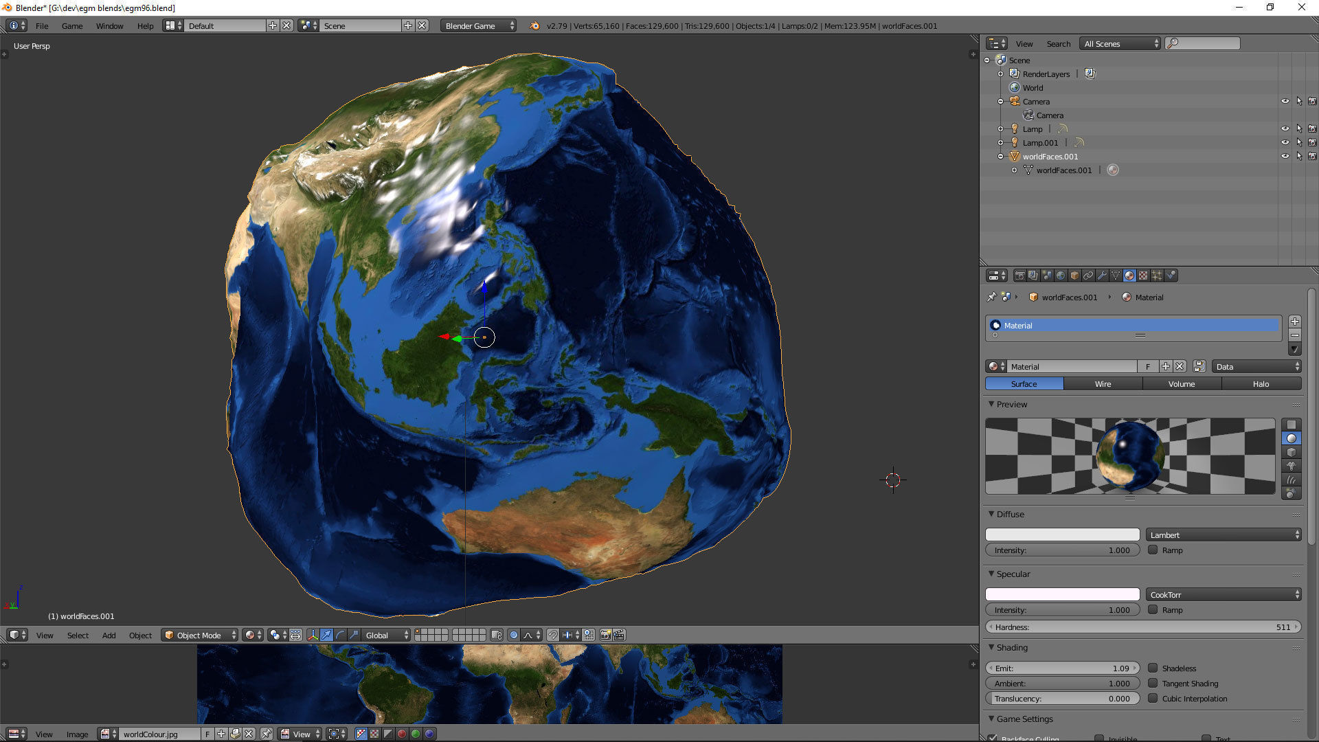EGM 96 with Blue Marble Texture Low-poly 3D model_4