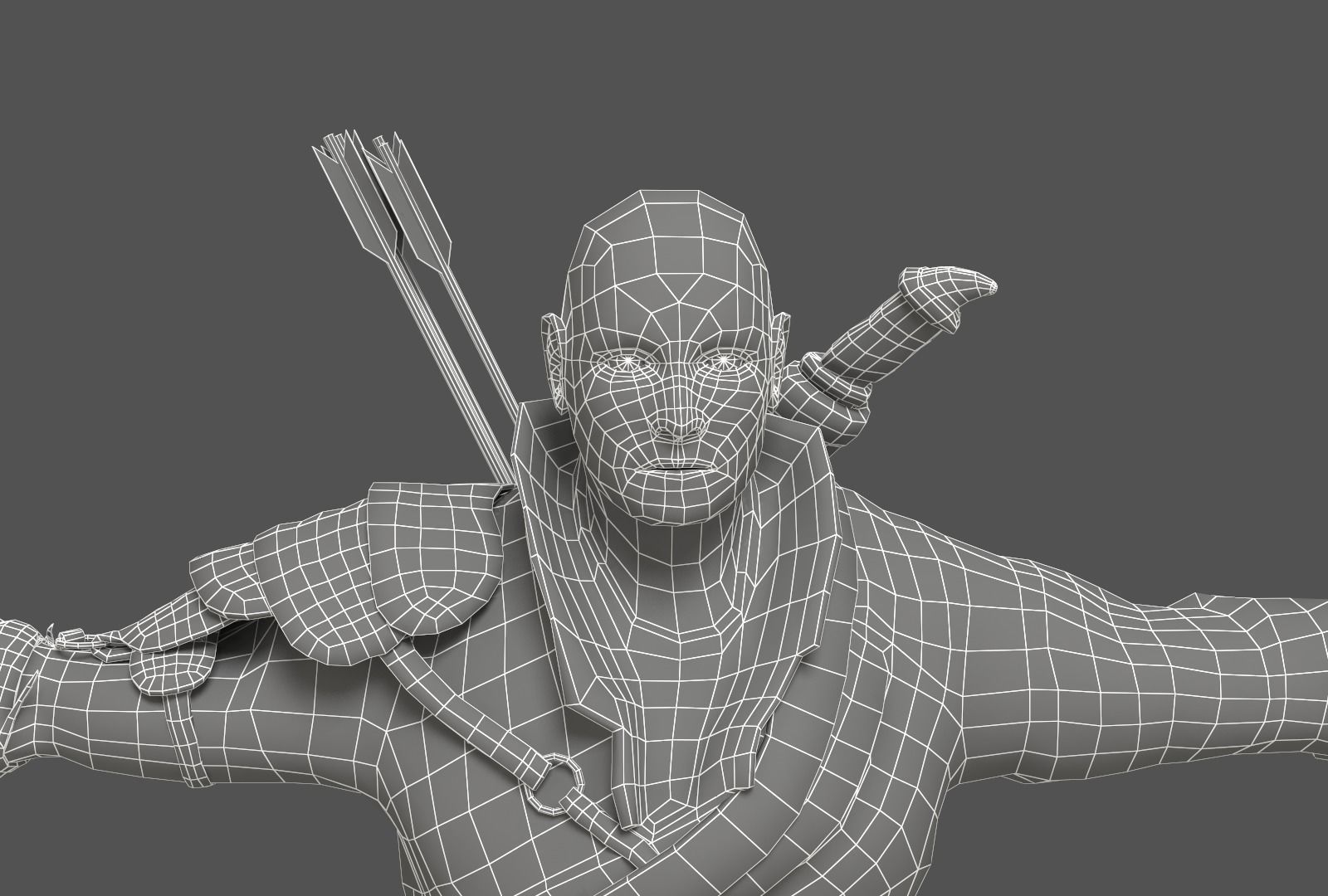 Archer character with bow and arrows Free low-poly 3D model_9