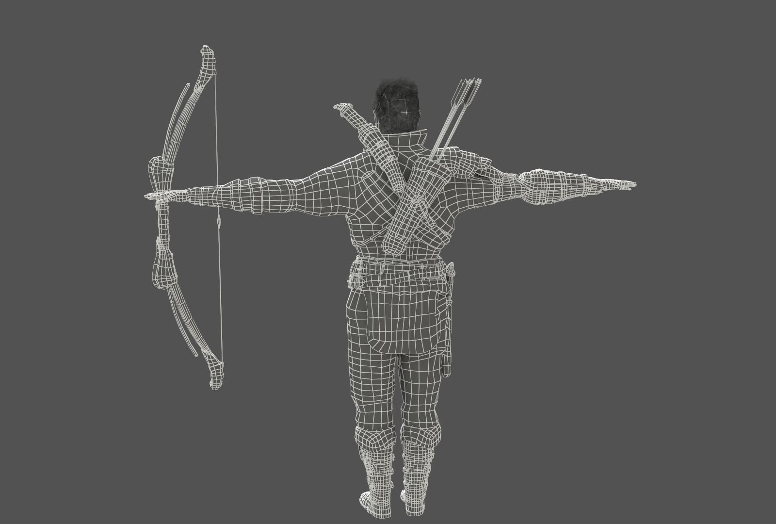 Archer character with bow and arrows Free low-poly 3D model_7
