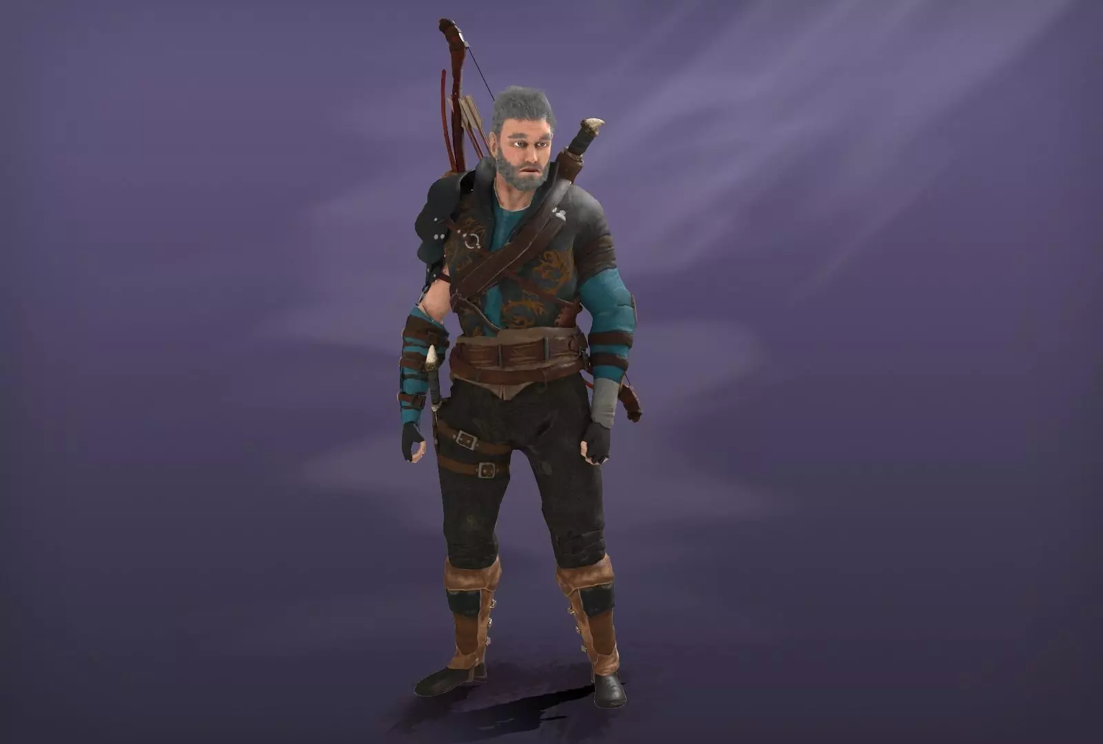 Archer character with bow and arrows Free low-poly 3D model_0