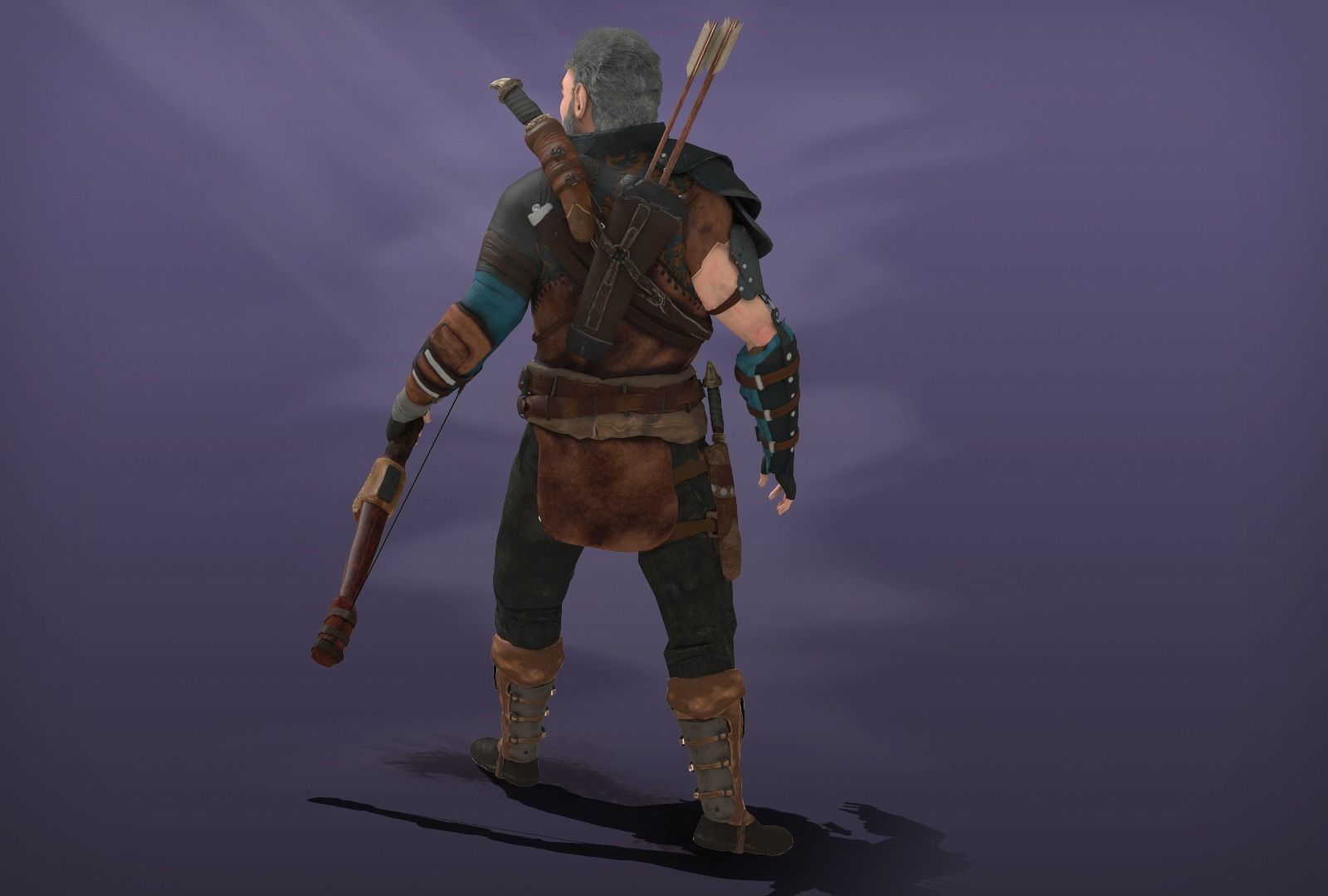 Archer character with bow and arrows Free low-poly 3D model_2
