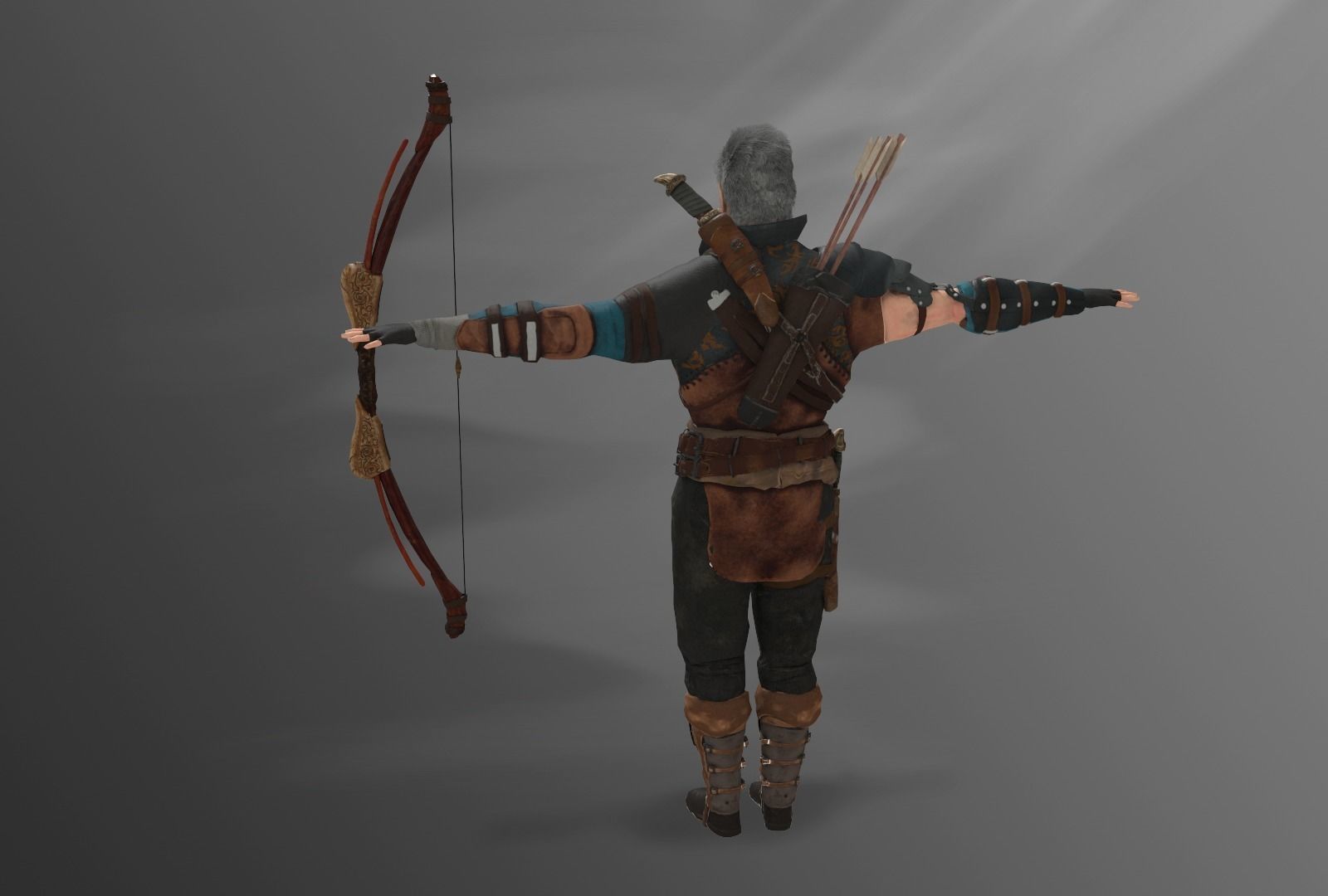 Archer character with bow and arrows Free low-poly 3D model_4