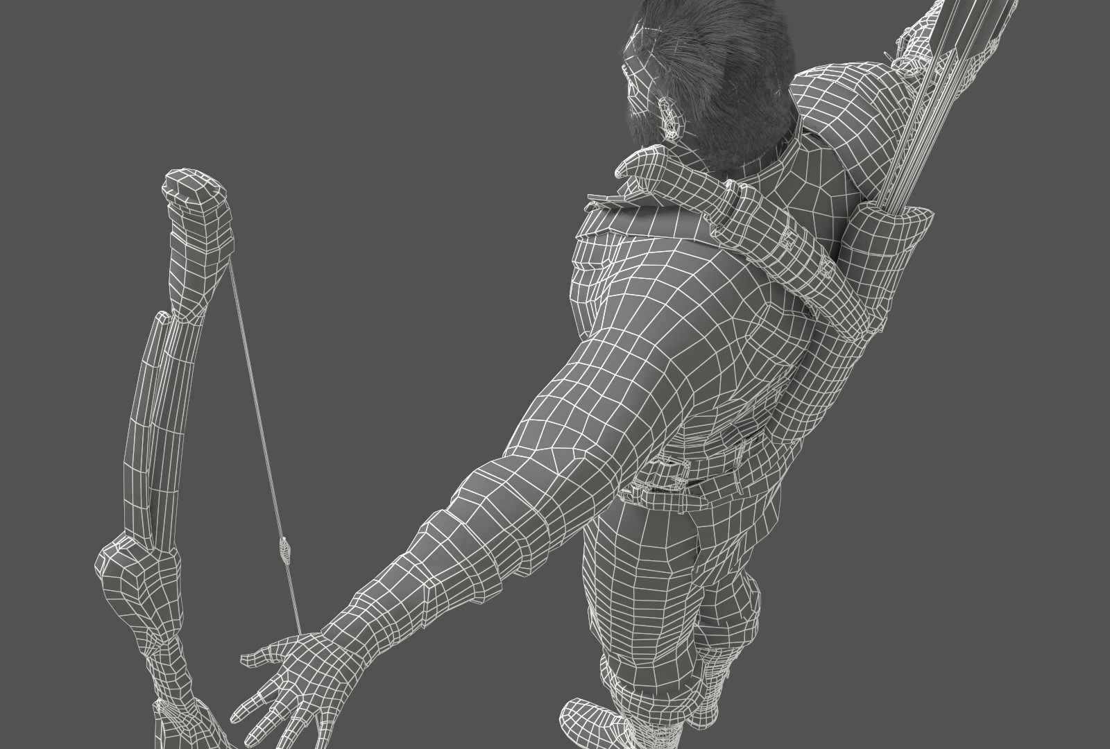 Archer character with bow and arrows Free low-poly 3D model_8