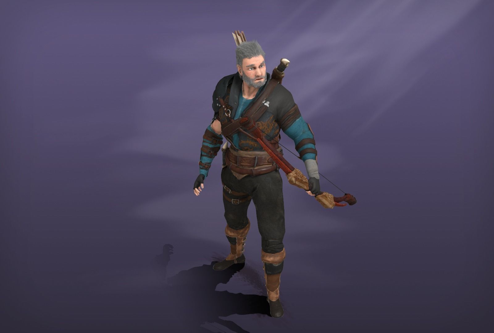 Archer character with bow and arrows Free low-poly 3D model_1