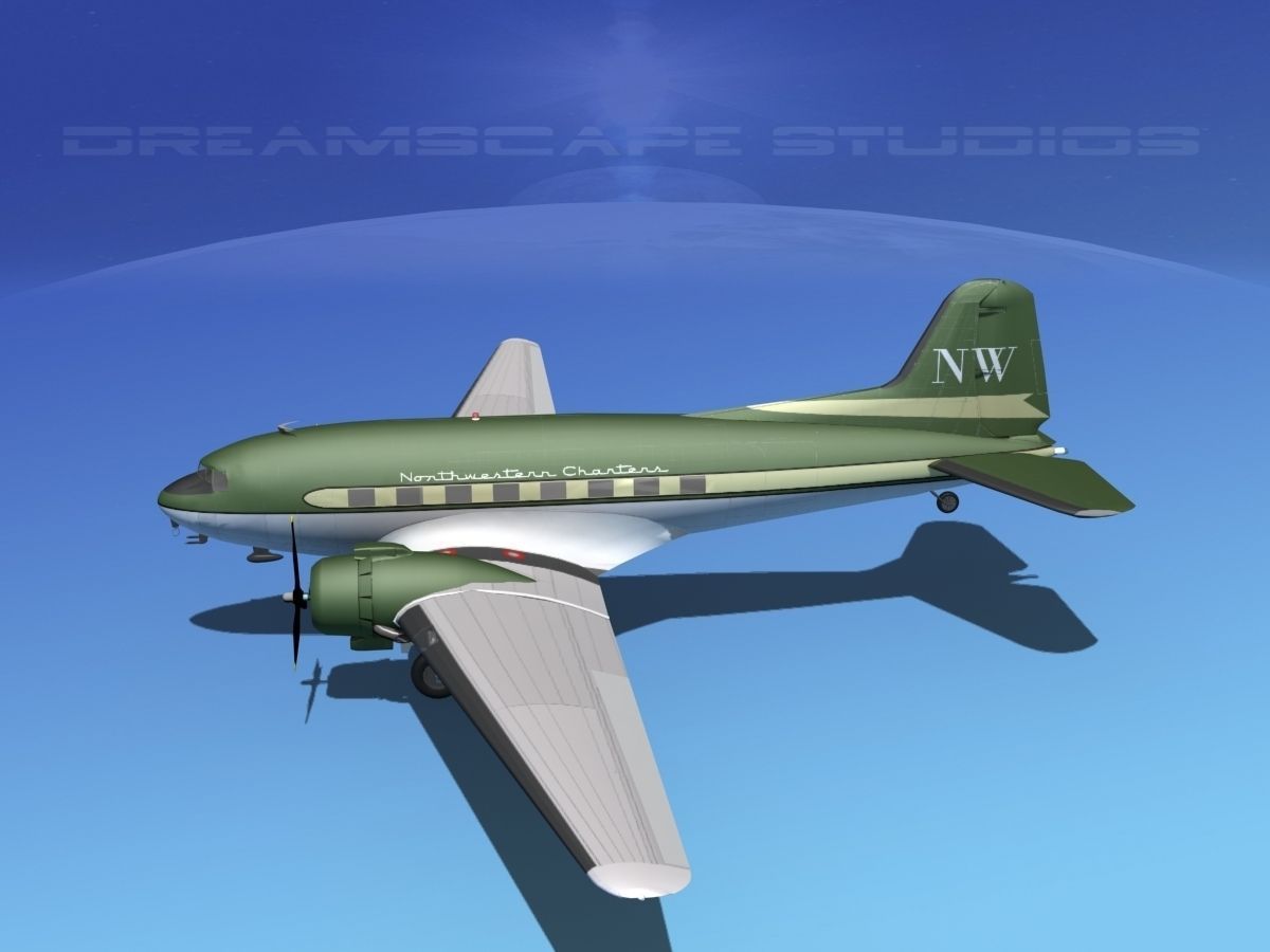 Douglas DC-3 Northwestern 3D model_8