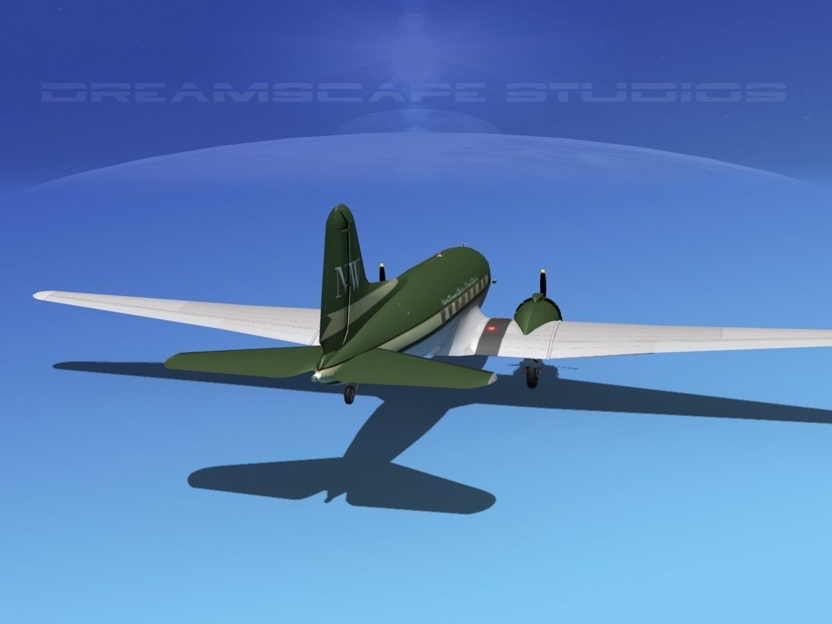 Douglas DC-3 Northwestern 3D model_13