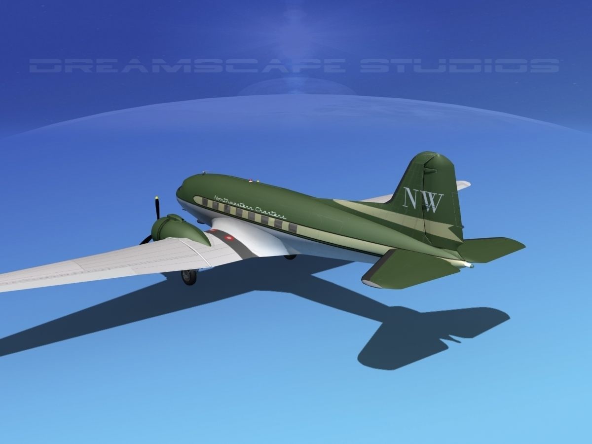 Douglas DC-3 Northwestern 3D model_14