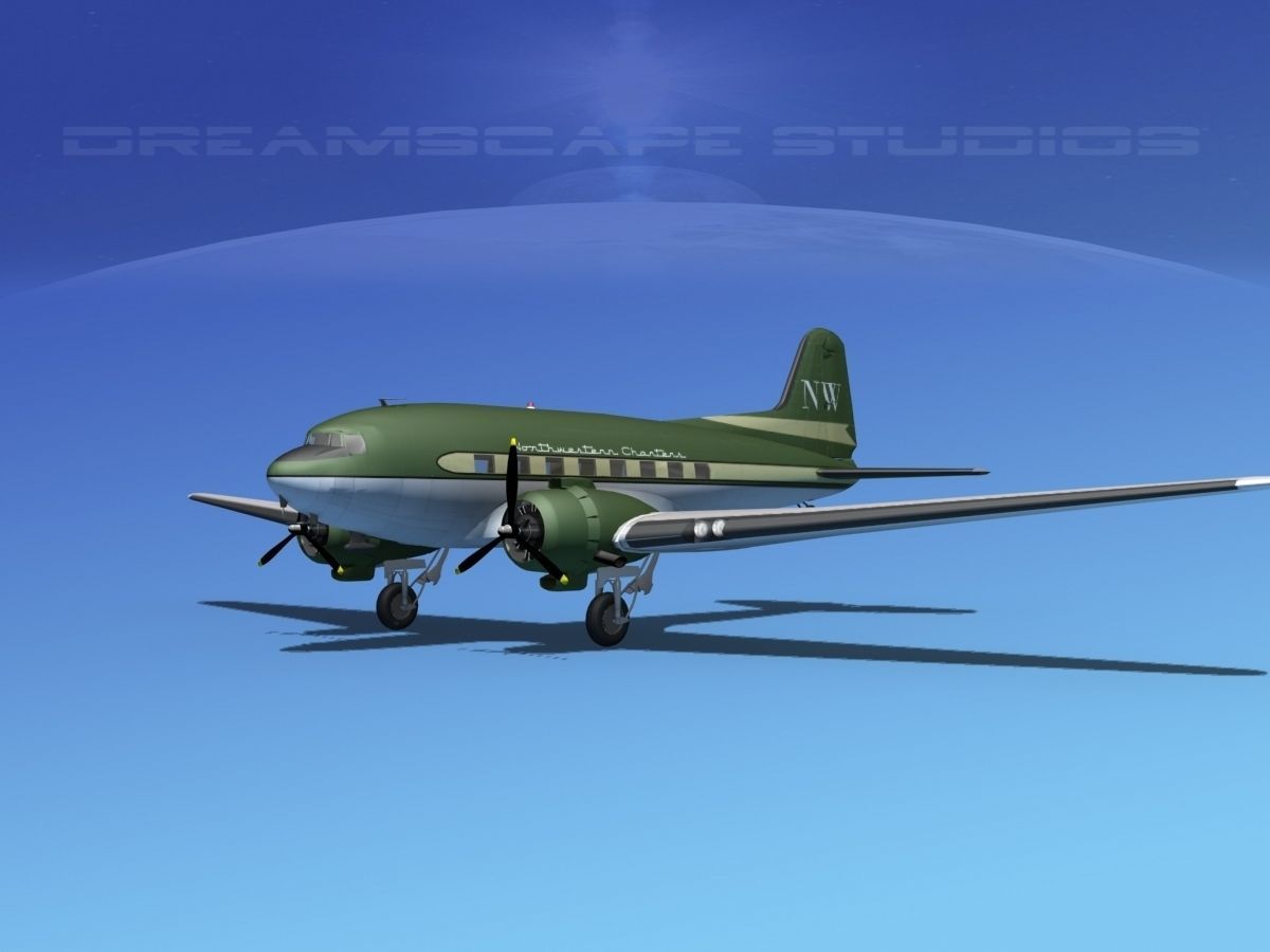 Douglas DC-3 Northwestern 3D model_7