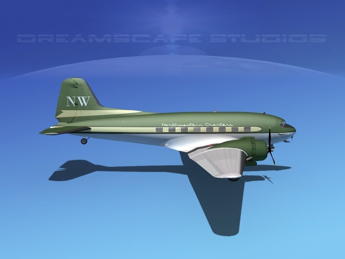 Douglas DC-3 Northwestern 3D model_11