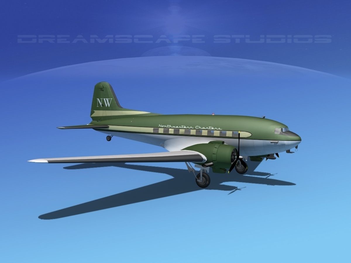 Douglas DC-3 Northwestern 3D model_12