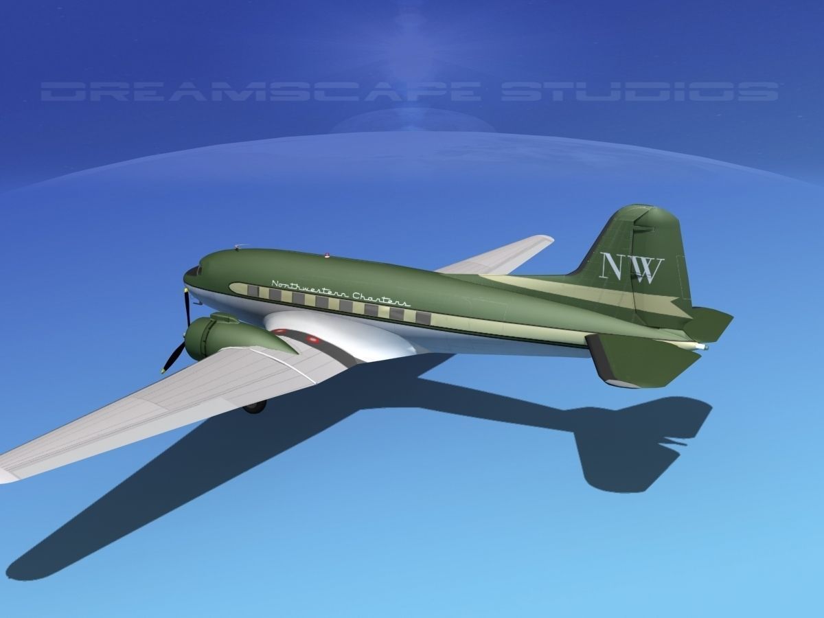 Douglas DC-3 Northwestern 3D model_15