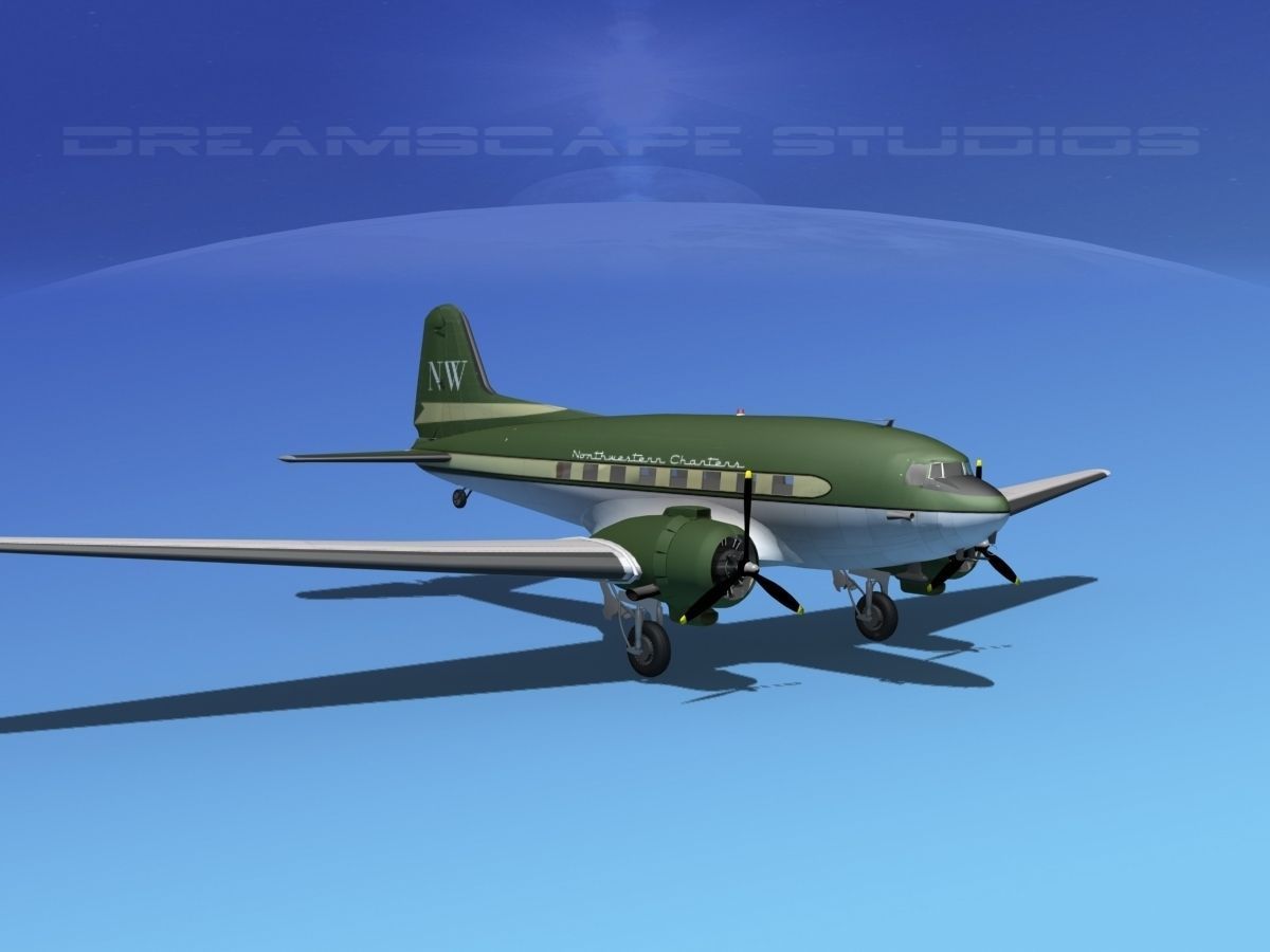 Douglas DC-3 Northwestern 3D model_10