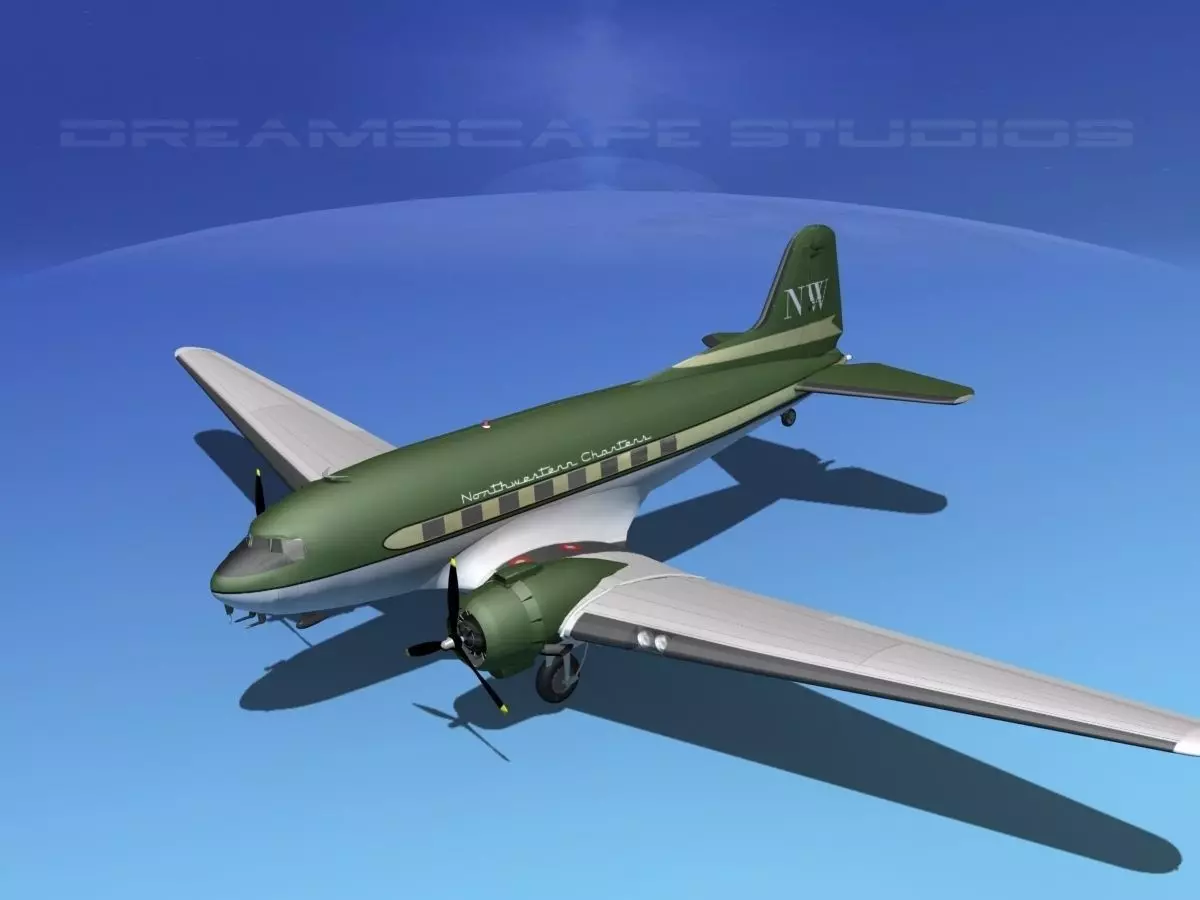 Douglas DC-3 Northwestern 3D model_0