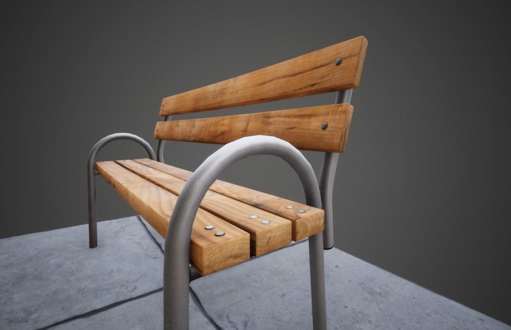 3D modern low poly PBR bench Low-poly 3D model_2