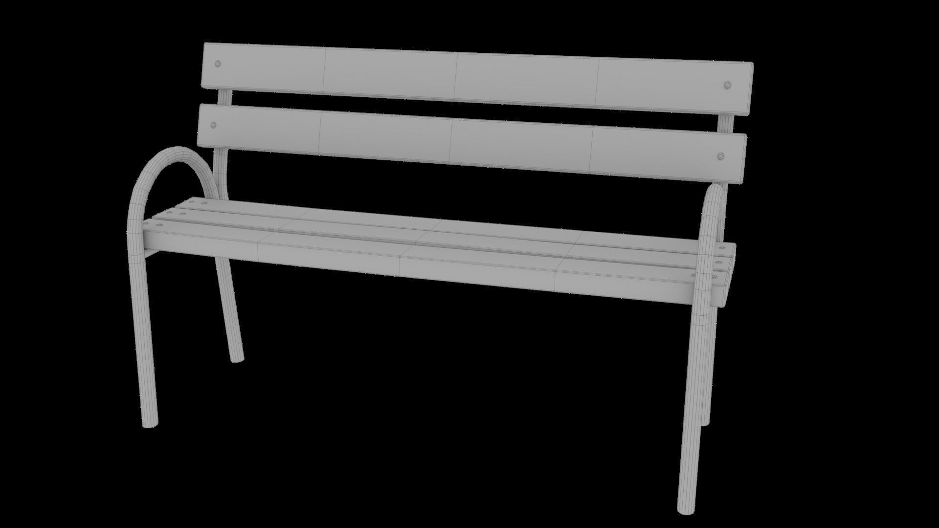 3D modern low poly PBR bench Low-poly 3D model_7
