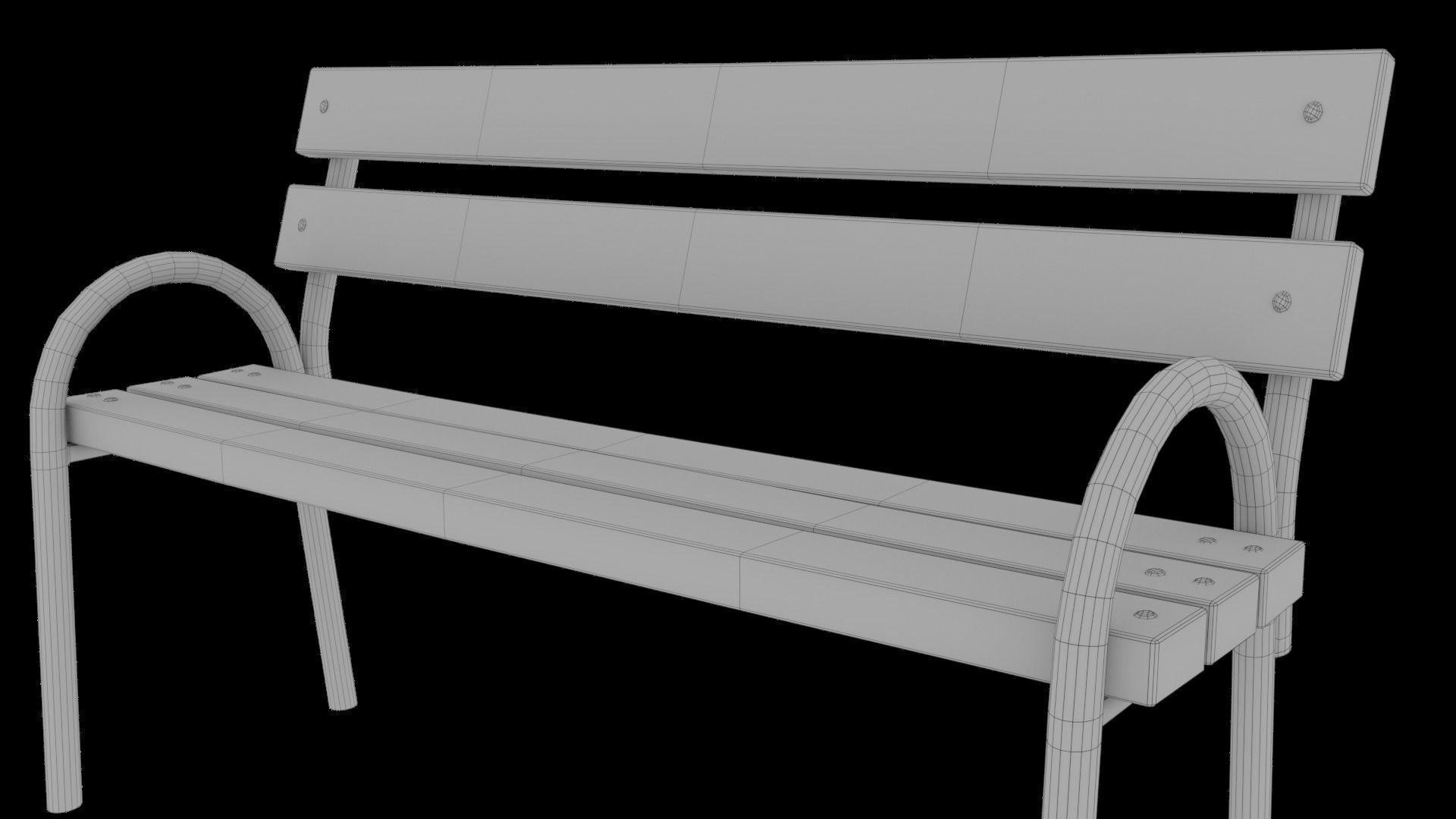 3D modern low poly PBR bench Low-poly 3D model_9