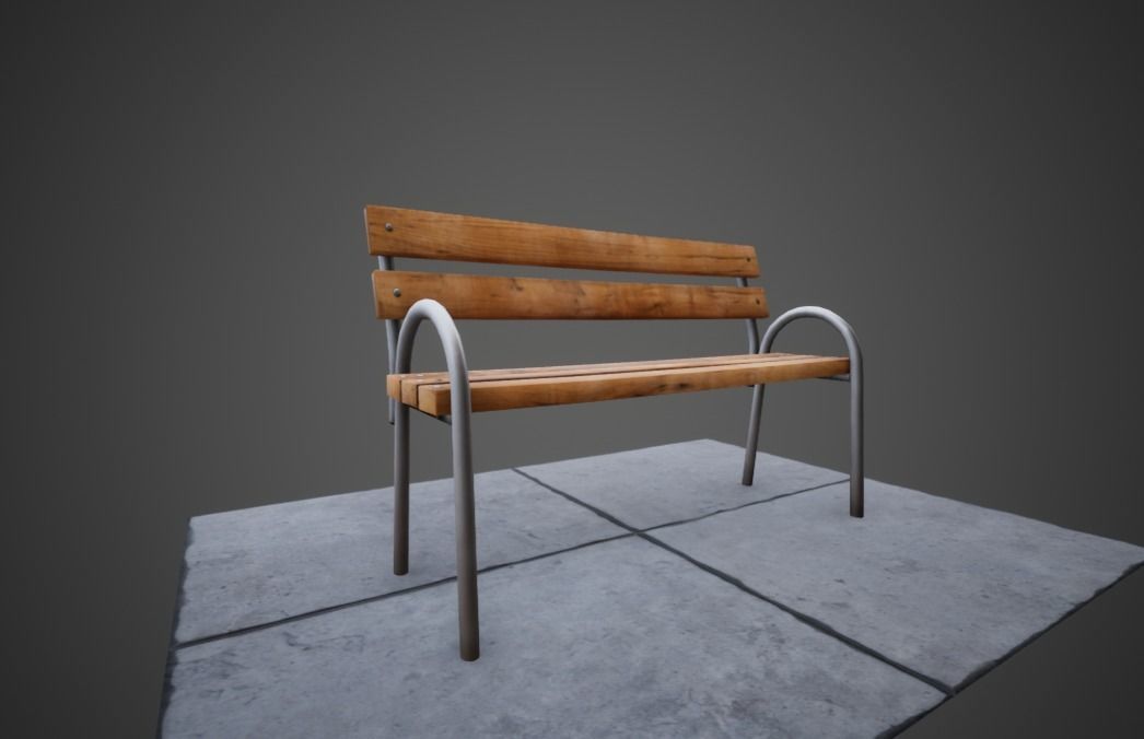 3D modern low poly PBR bench Low-poly 3D model_6