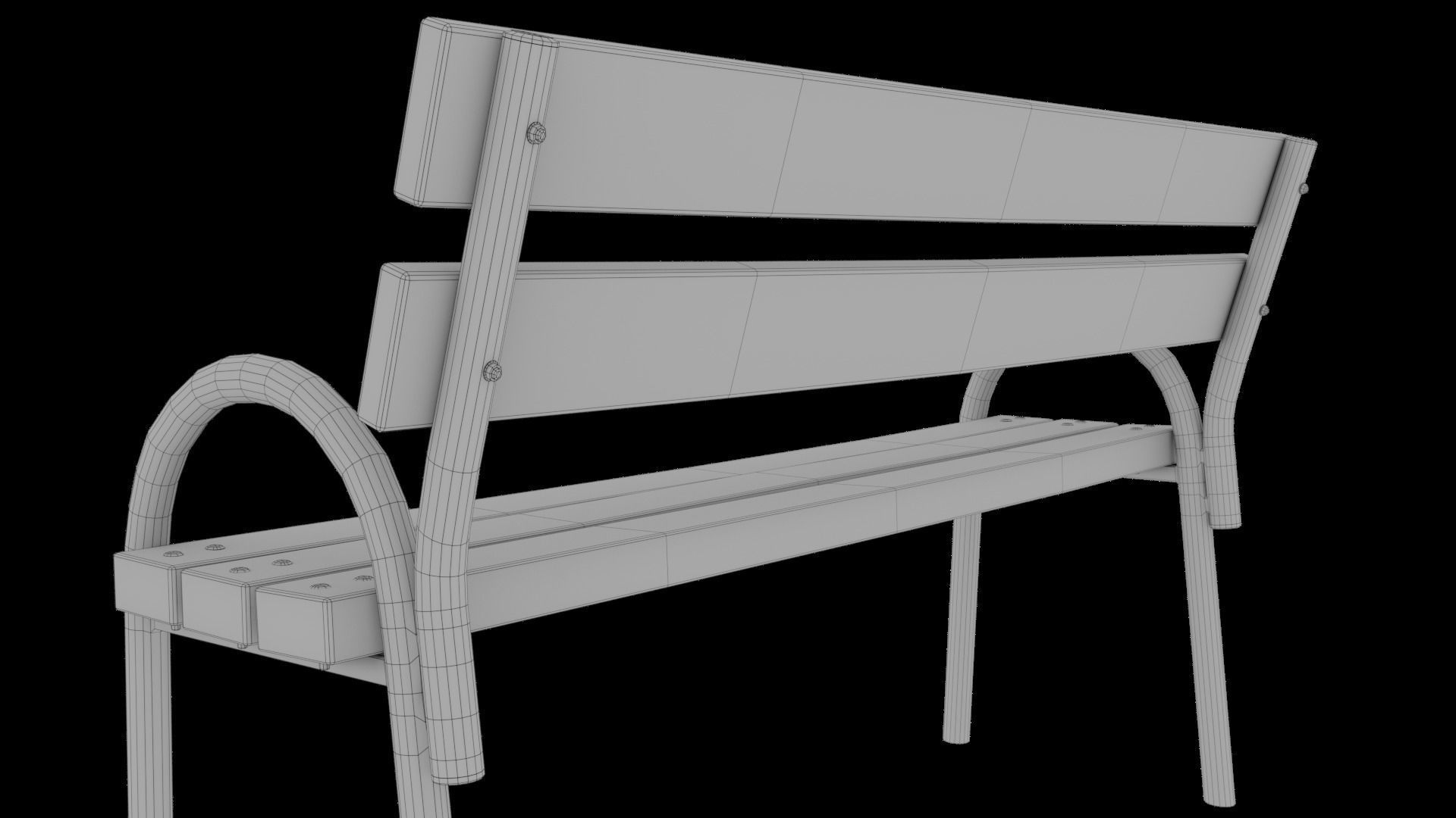 3D modern low poly PBR bench Low-poly 3D model_12