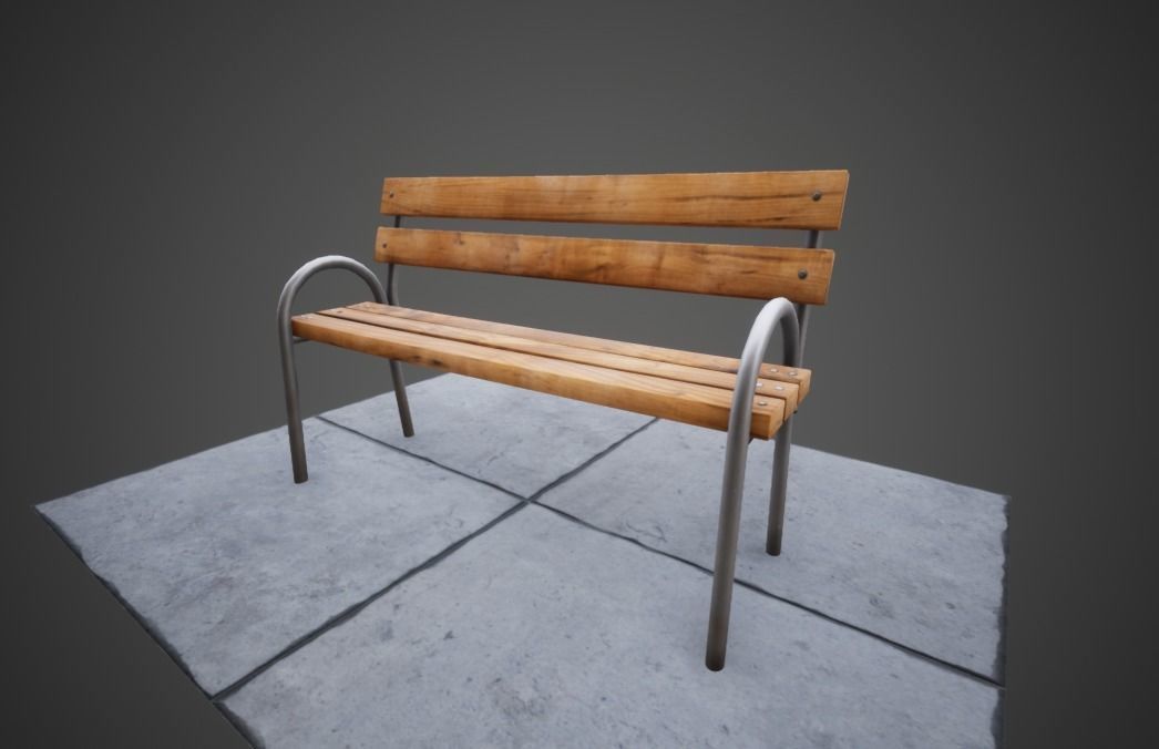 3D modern low poly PBR bench Low-poly 3D model_3