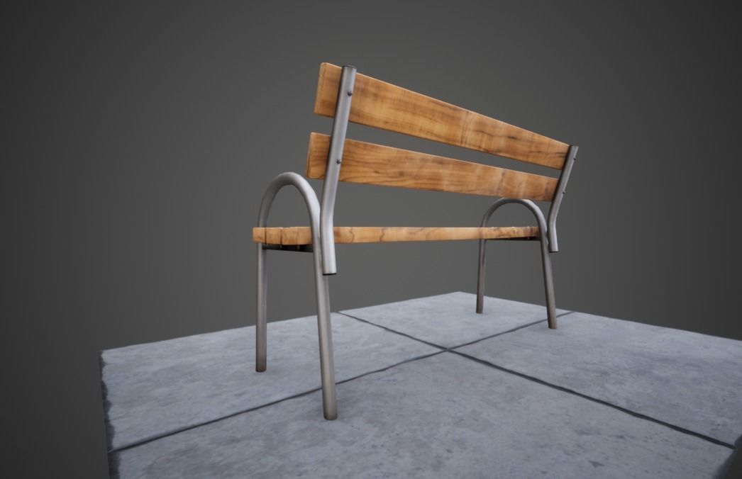 3D modern low poly PBR bench Low-poly 3D model_4