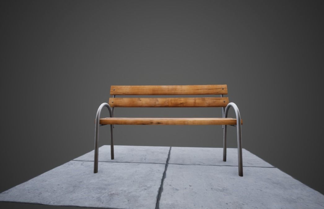 3D modern low poly PBR bench Low-poly 3D model_5