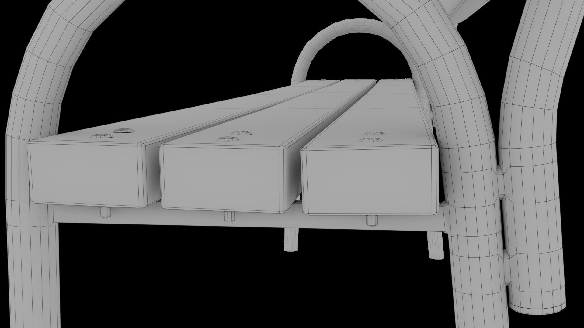 3D modern low poly PBR bench Low-poly 3D model_10